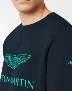 Homme Hackett London Sweats^Sweat Logo Fluo Aston martin Racing bleu marine/vert