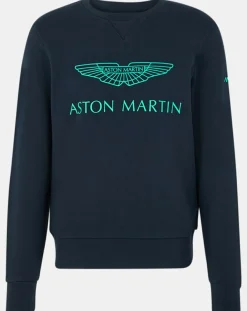 Homme Hackett London Sweats^Sweat Logo Fluo Aston martin Racing bleu marine/vert