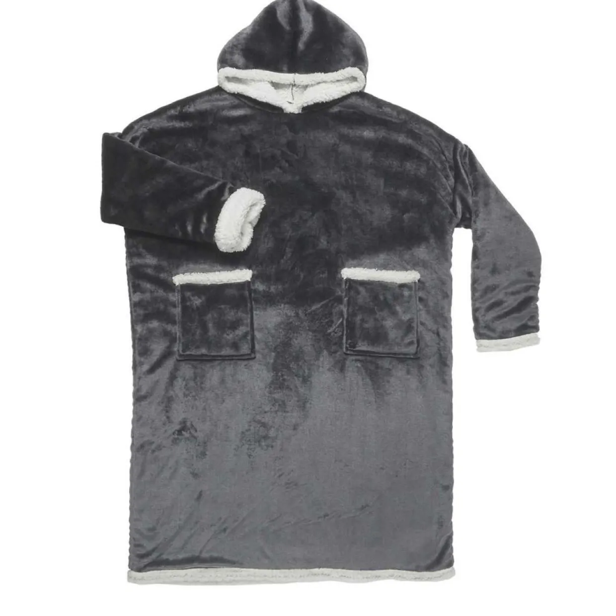 Sweat Plaid Long Sherpa gris - 170x83x2 cm-Home Deco Factory Sale