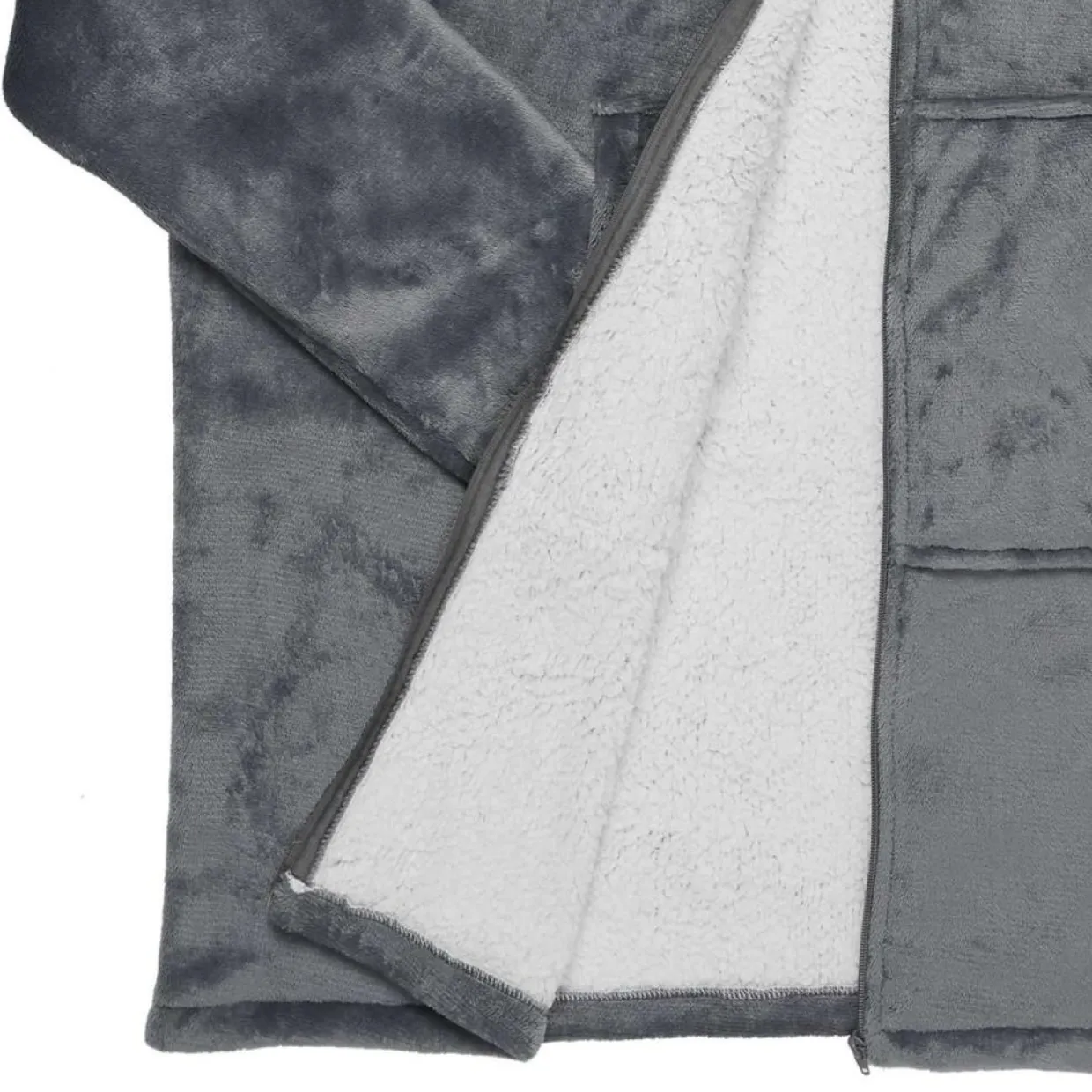 Home Deco Factory Plaids^Sweat plaid zippé à capuche intérieur Sherpa gris