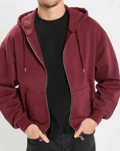 Sweat zippé à capuche 100% Coton Bio bordeaux-Marc O'Polo Discount