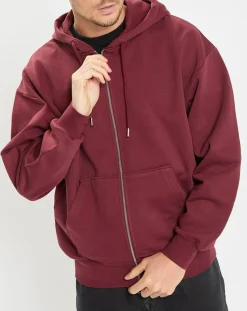 Sweat zippé à capuche 100% Coton Bio bordeaux-Marc O'Polo Discount