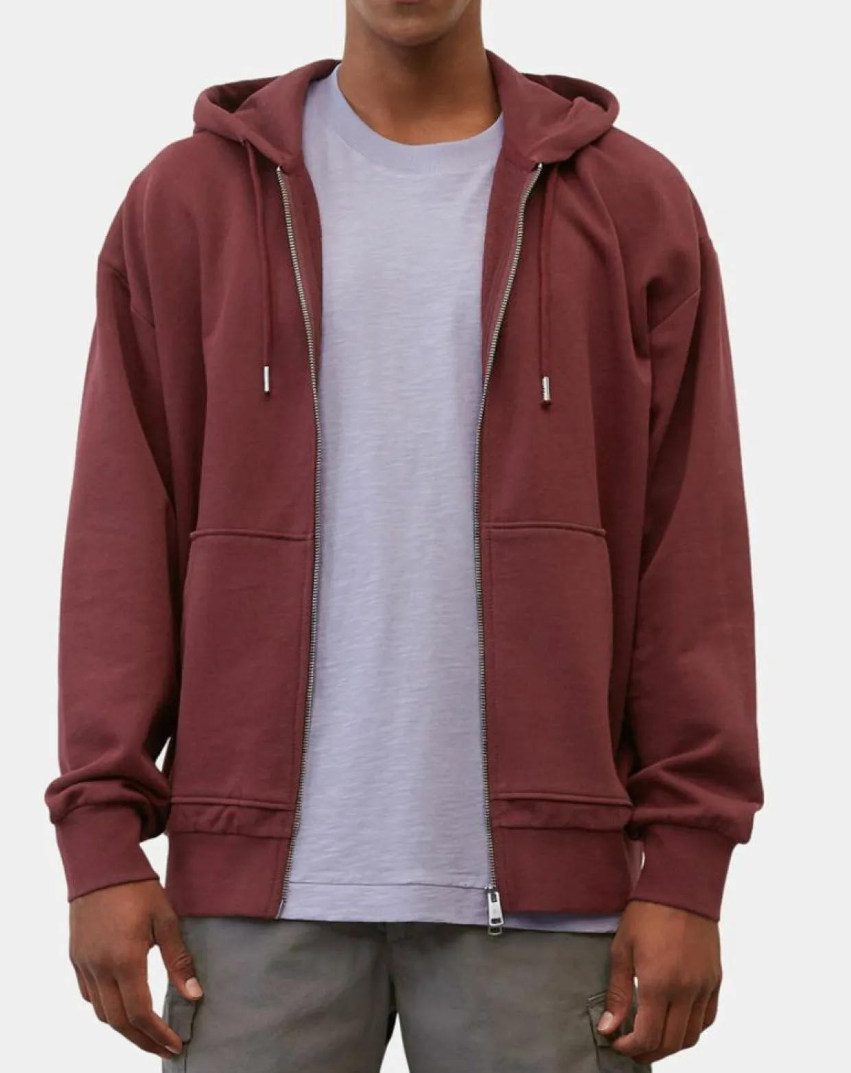 Sweat zippé à capuche 100% Coton Bio bordeaux-Marc O'Polo Discount