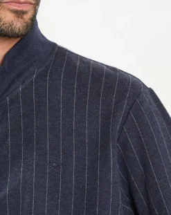 Homme Hackett London Sweats^Sweat zippé à rayures bleu nuit