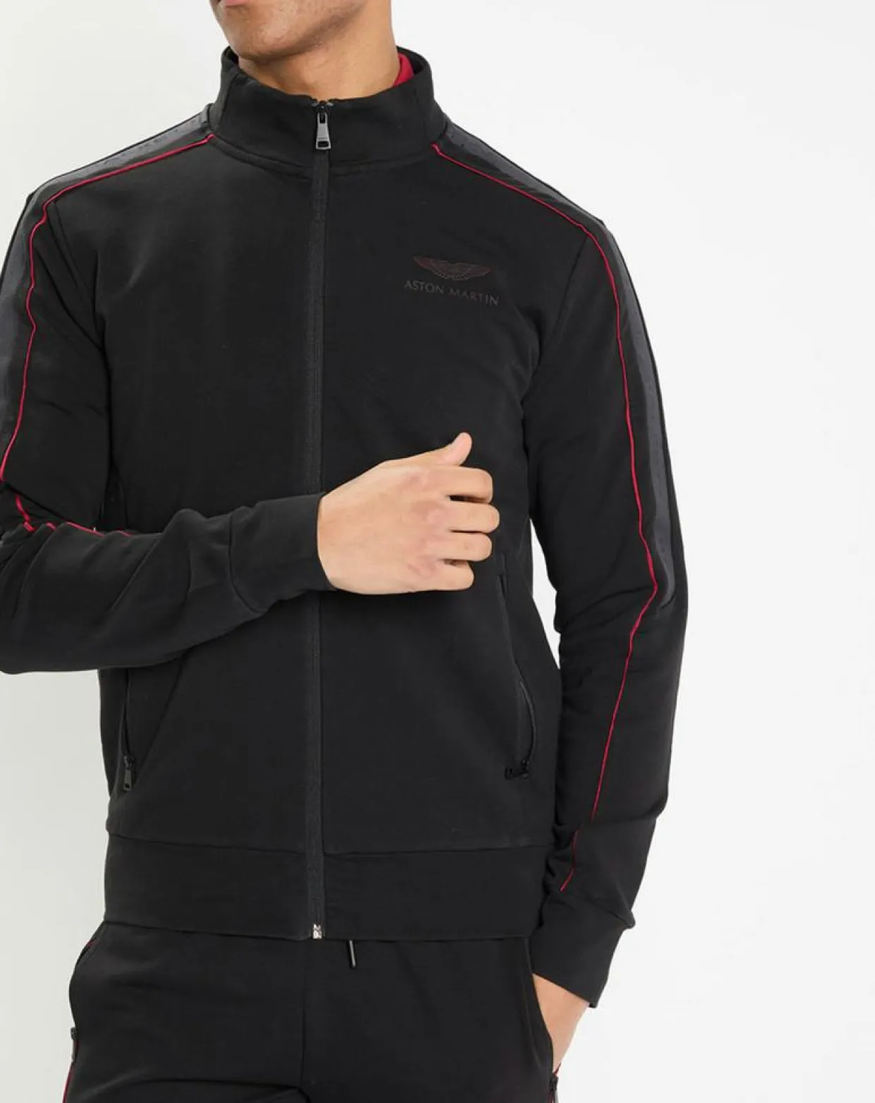Sweat zippé col montant noir-Hackett London New