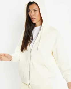 Sweat zippé en Coton bio Mathalie à capuche écru-Galeries Lafayette Sale