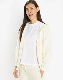 Sweat zippé en Coton bio Mathalie à capuche écru-Galeries Lafayette Sale