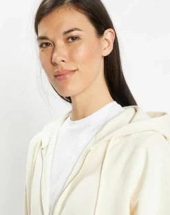 Sweat zippé en Coton bio Mathalie à capuche écru-Galeries Lafayette Sale