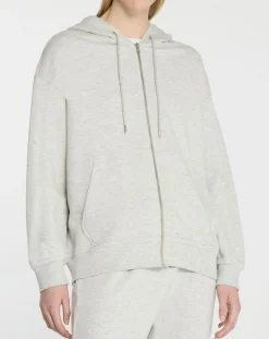 Sweat zippé en Coton bio Mathalie à capuche gris chiné-Galeries Lafayette Hot