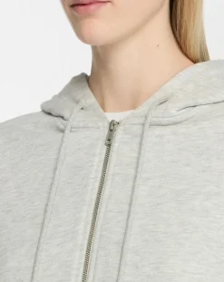Sweat zippé en Coton bio Mathalie à capuche gris chiné-Galeries Lafayette Hot