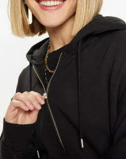Sweat zippé en Coton bio Mathalie à capuche noir-Galeries Lafayette Clearance