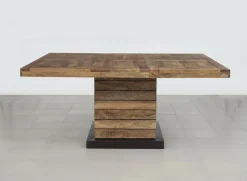 Table à manger carrée - Rallonge centrale Naturel - 130x130x76 cm-Bois & Chiffons Outlet