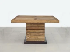 Table à manger carrée - Rallonge centrale Naturel - 130x130x76 cm-Bois & Chiffons Outlet