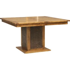 Bois & Chiffons Tables^Table à manger carrée bois sculpté bicolore acacia maya brun/miel - 130x130x76 cm