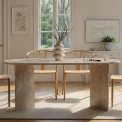 Table à manger Sablin travertin - 180x75x89.5 cm-Homitis New