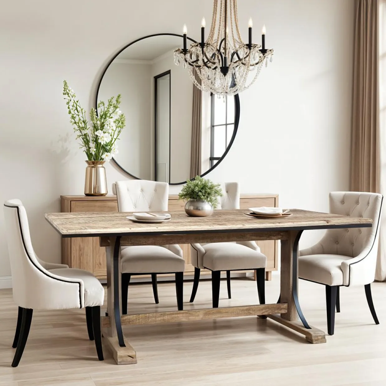 Table a manger Manguier Pondicherry Beige - 200x100x76 cm-Bois & Chiffons Sale