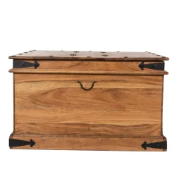 Bois & Chiffons Tables^Table basse coffre carrée en acacia massif Naturel - 85x85x50 cm