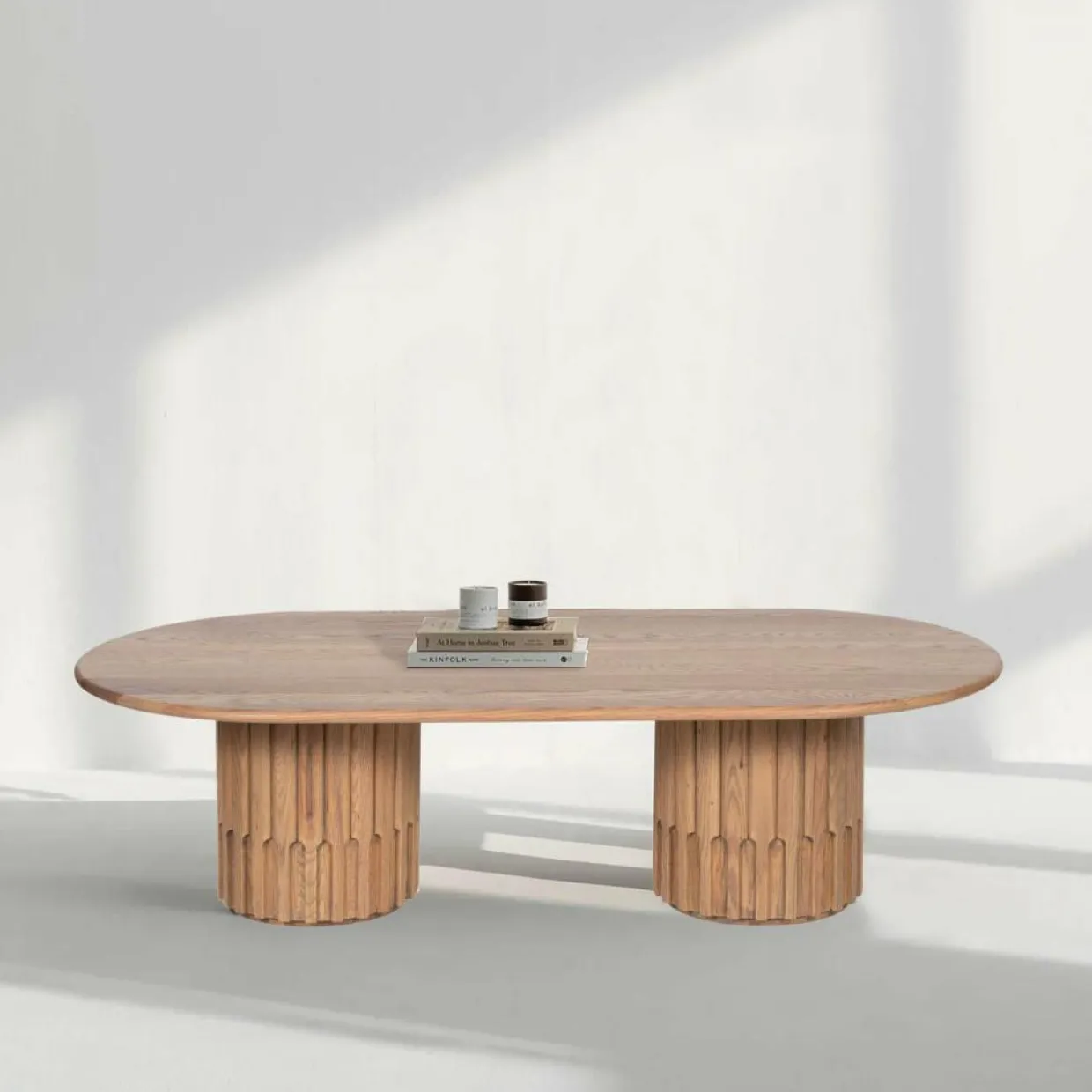 Bois & Chiffons Tables^Table basse ovale Chêne Dalta Marron - 152x76x42 cm