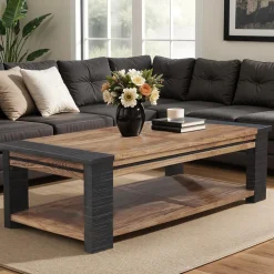 Bois & Chiffons Tables^Table basse rectangulaire Acacia Moon Naturel - 130x70x40 cm