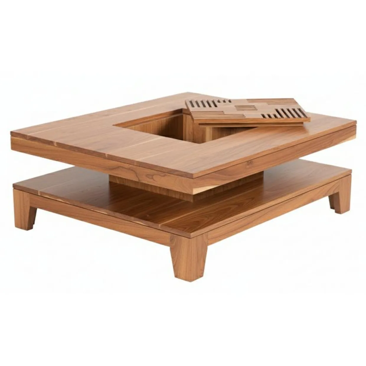 Table basse 110x110 cm Acacia Kavish II Marron - 110x110x40 cm-Bois & Chiffons Online