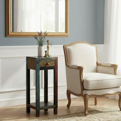 Bois & Chiffons Tables^Table d'appoint 1 tiroir Manguier Pushkar Naturel - 30x30x75 cm