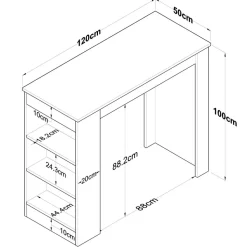 Table de bar ja103 noyer/blanc - 120x100x50 cm-Wooden Art Outlet