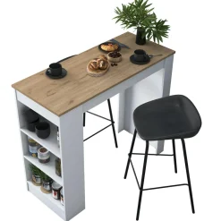Table de bar ja103 noyer/blanc - 120x100x50 cm-Wooden Art Outlet