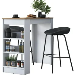 Table de bar ja103 noyer/blanc - 120x100x50 cm-Wooden Art Outlet