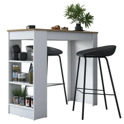 Table de bar ja103 noyer/blanc - 120x100x50 cm-Wooden Art Outlet