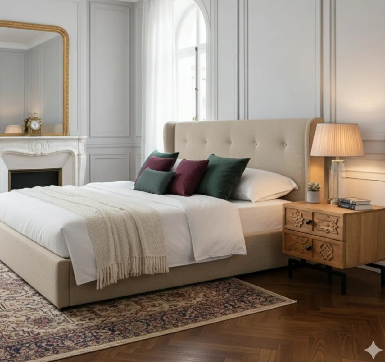 Table de chevet 2 tiroirs Manguier Sculture Beige - 45x40x45 cm-Bois & Chiffons Hot