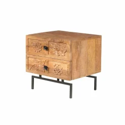 Table de chevet 2 tiroirs Manguier Sculture Beige - 45x40x45 cm-Bois & Chiffons Hot