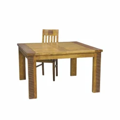Table de repas carrée allonge bois strié Acacia Verone Naturel - 130x130x76 cm-Bois & Chiffons Sale