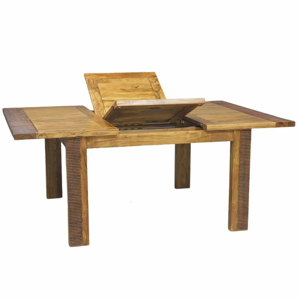 Table de repas carrée allonge bois strié Acacia Verone Naturel - 130x130x76 cm-Bois & Chiffons Sale