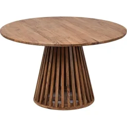 Table de repas ronde bois massif acacia kfir naturel ciré - D.130x76 cm-Bois & Chiffons Online
