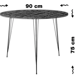 Wooden Art Tables^Table sandalf noir/blanc - 90x75x90 cm