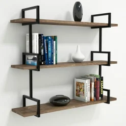Wooden Art Etagères^Étagère murale Uras noyer - 90x76x22,5 cm