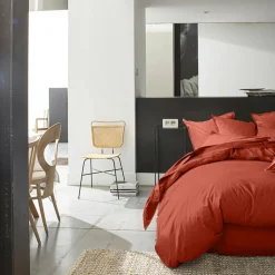 Baton Rouge Linge De Lit, Ensembles^Taie D'oreiller 100% Percale de Coton terre de sienne