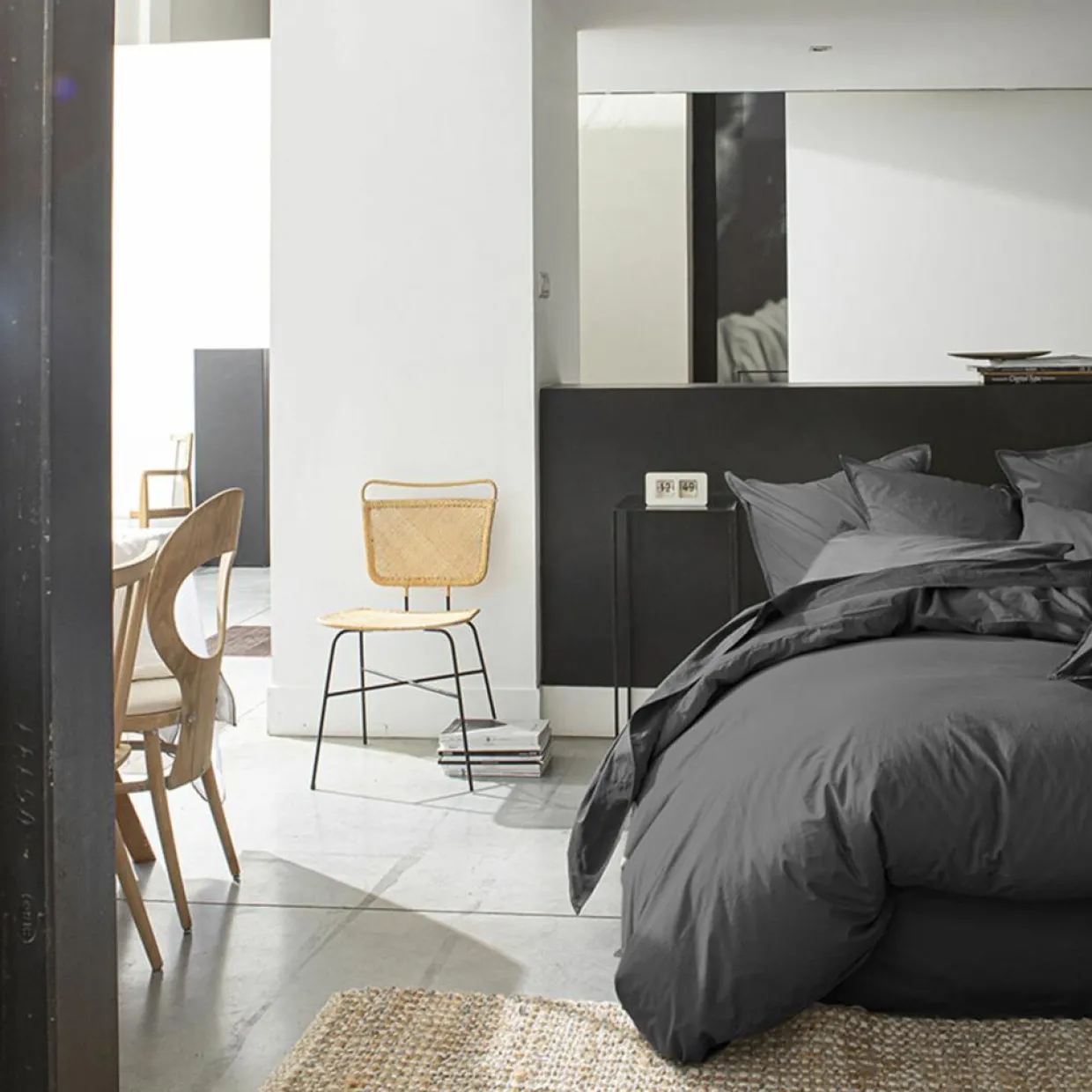 Baton Rouge Linge De Lit, Ensembles^Taie D'oreiller 100% Percale de Coton gris magnet