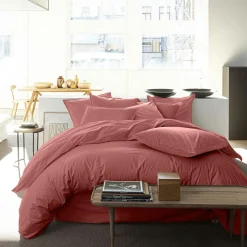Baton Rouge Linge De Lit, Ensembles^Taie D'oreiller 100% Percale de Coton vieux rose