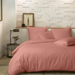 Baton Rouge Linge De Lit, Ensembles^Taie d'oreiller avec volant en percale de coton lavé rose poudré