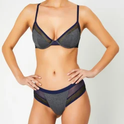 Femme Huit Lingerie, Nuit^Tanga Sporty bleu marine