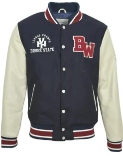 Teddy en Laine & Cuir Bron bleu marine-Blue Wellford New