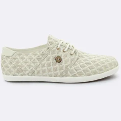 Femme Faguo Baskets^Tennis Cypress à carreaux sable/doré