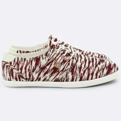 Femme Faguo Baskets^Tennis Cypress imprimées blanc/bordeaux