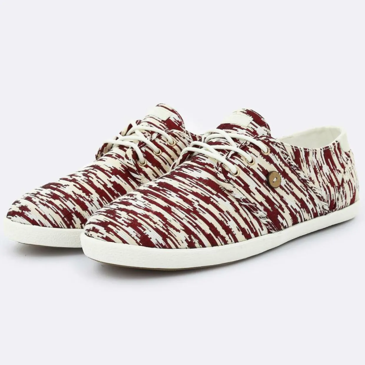Femme Faguo Baskets^Tennis Cypress imprimées blanc/bordeaux