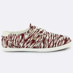 Femme Faguo Baskets^Tennis Cypress imprimées blanc/bordeaux