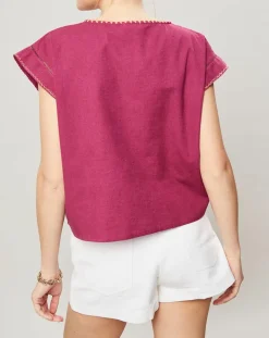Top brodé Mexico imprimé cassis-Manoush Outlet