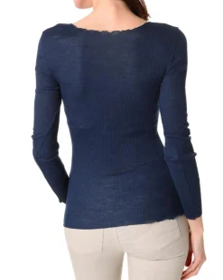 Top Cécile en Laine & Soie bleu-Mare New