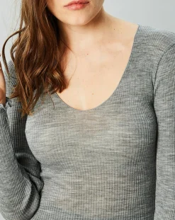 Femme Mare Tops Et Blouses^Top Cécile en Laine & Soie gris