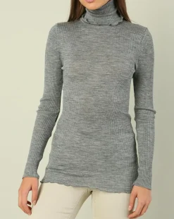 Top col roule laine et soie gris-Mare Hot
